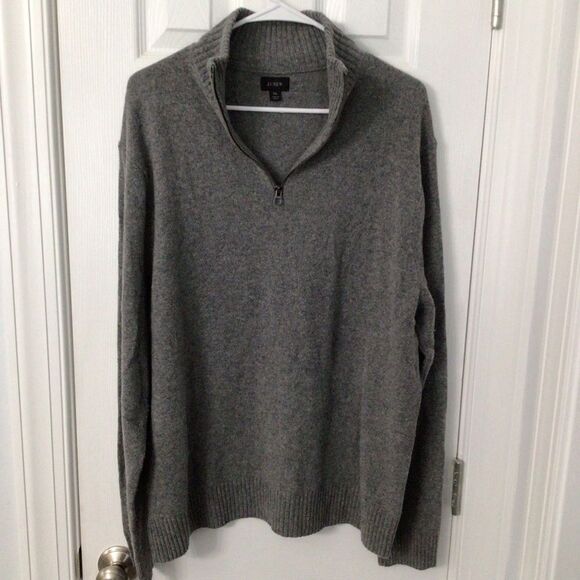 J.Crew Men’s Gray Merino Wool Blend Half-Zip Sweater - Size XL - Picture 2 of 7